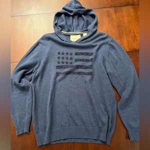 Weatherproof Vintage American Flag Sweater Hoodie - Blue Men’s Size Large
